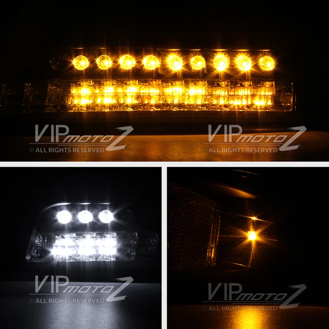 HID Combo 99-02 Chevy Silverado / Tahoe / Suburban Crystal Headlights + LED Bumper Lights Set - Smoked 6 HID Combo 99-02 Chevy Silverado / Tahoe / Suburban Crystal Headlights + LED Bumper Lights Set - Smoked - Image 4