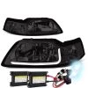 HID Combo 99-04 Ford Mustang LED DRL Bar Headlights - Smoked / Clear -Professional Auto Parts Store hid xenon 99 04 ford mustang led drl bar headlights smoked clear 55