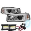 HID Combo 99-06 GMC Sierra / 00-06 Yukon LED DRL Tube Projector Headlights - Chrome -Professional Auto Parts Store hid xenon 99 06 gmc sierra 00 06 yukon led drl tube projector headlights chrome 32