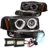 HID Combo 99-06 GMC Sierra/Yukon GMT800 4pc Dual Halo Projector Headlight+Bumper Light - Smoked -Professional Auto Parts Store hid xenon 99 06 gmc sierra yukon gmt800 4pc dual halo projector headlight bumper light smoked 41