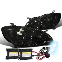HID Xenon Upgrade 03-08 Toyota Corolla JDM Style Crystal Headlights - Smoked