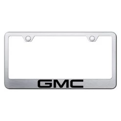 Autogold® LF.GMC.ES - Brushed License Plate Frame With Laser Etched GMC Logo