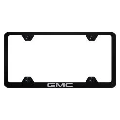 Autogold® LFW.GMC.EB - Wide Body Black License Plate Frame With Laser Etched GMC Logo