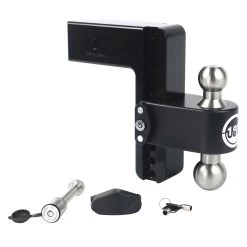 Weigh Safe® LTB8-3-KA-CER-BLA - Class 5 180 Hitch Adjustable 8" Drop Cerakote Black With Stainless Steel Balls Dual Ball Mount With Keyed Alike Key Lock And Hitch Pin For 3" Receivers