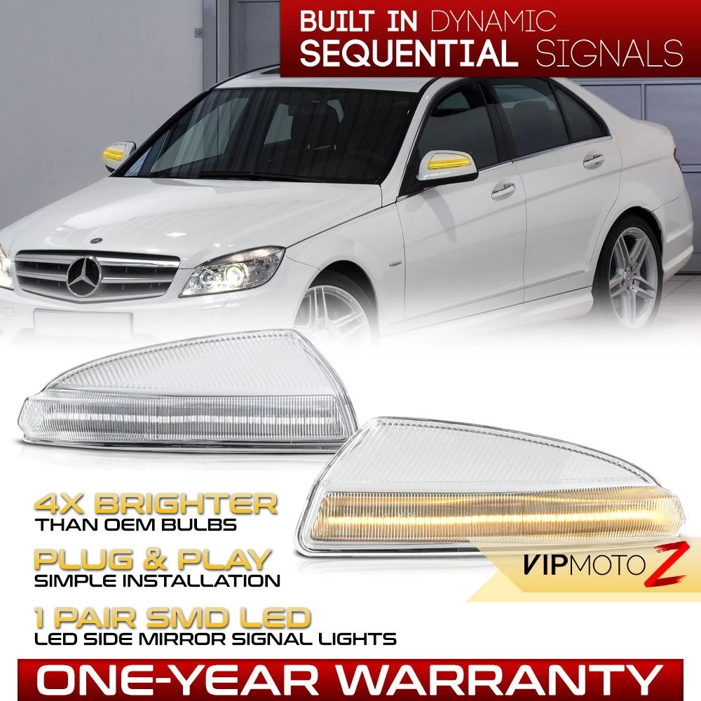 Mbenz C / ML / GL Class Sequential LED Side Mirror Lights - Clear 4 Mbenz C / ML / GL Class Sequential LED Side Mirror Lights - Clear - Image 2