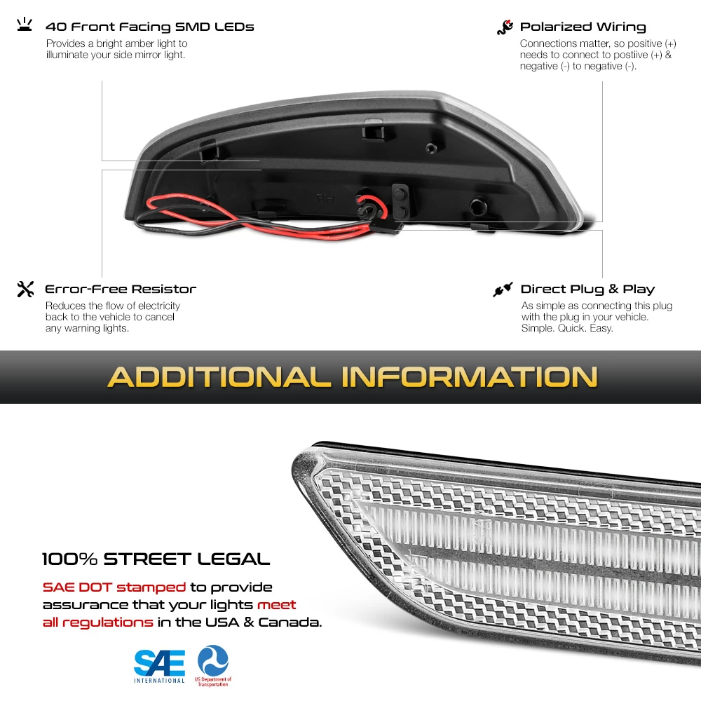 Mbenz C / ML / GL Class Sequential LED Side Mirror Lights - Clear 8 Mbenz C / ML / GL Class Sequential LED Side Mirror Lights - Clear - Image 6