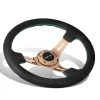 NRG 35Cm 3-inch Deep Dish Rose Gold Spoke Green Stitch Leather Grip Steering Wheel -Professional Auto Parts Store nrg 35cm 3 deep dish rose gold spoke green stitch leather grip steering wheel 60