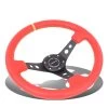 NRG 35Cm 3-inch Deep Dish Spoke Red Leather Grip Steering Wheel W/Yellow Center Mark