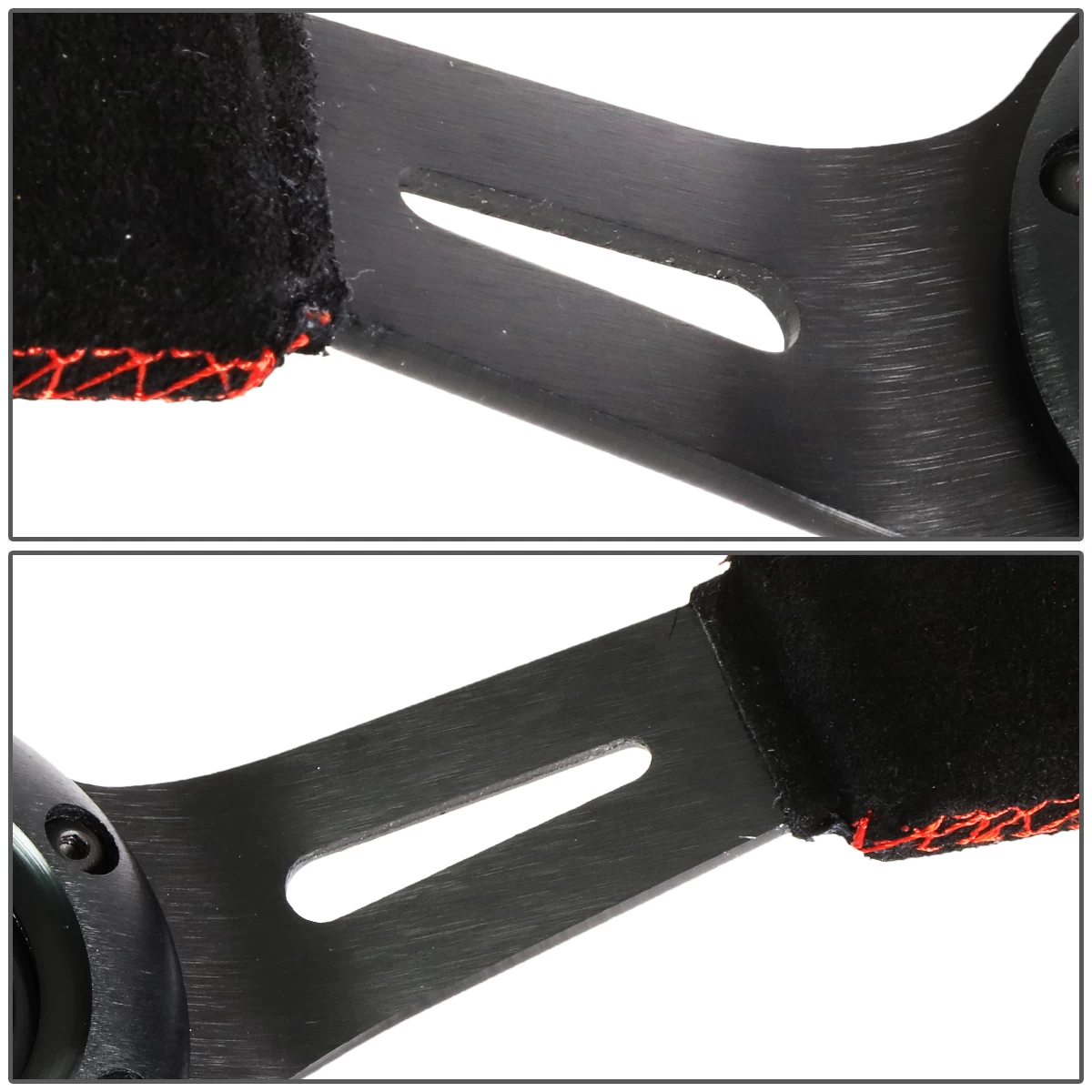 NRG 35Cm 3-inch Deep Dish Black Suede Grip Red Stitch Steering Wheel W/Horn Button 7 NRG 35Cm 3-inch Deep Dish Black Suede Grip Red Stitch Steering Wheel W/Horn Button - Image 5