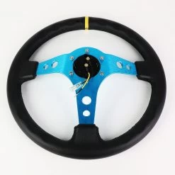 NRG 35Cm 3-inch Deep Dish New Blue Spoke Leather Grip W/Center Mark Steering Wheel -Professional Auto Parts Store nrg 35cm 3 inch deep dish new blue spoke leather grip w center mark steering wheel 46