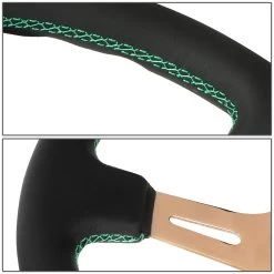 NRG 35Cm 3-inch Deep Dish Rose Gold Spoke Green Stitch Leather Grip Steering Wheel -Professional Auto Parts Store nrg 35cm 3 inch deep dish rose gold spoke green stitch leather grip steering wheel 22