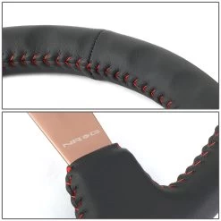NRG 35Cm 3-inch Deep Dish Rose Gold Spoke Leather Handle Red Stitch Steering Wheel -Professional Auto Parts Store nrg 35cm 3 inch deep dish rose gold spoke leather handle red stitch steering wheel 20