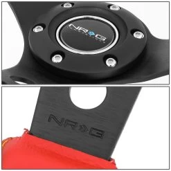 NRG 35Cm 3-inch Deep Dish Spoke Red Leather Grip Steering Wheel W/Yellow Center Mark -Professional Auto Parts Store nrg 35cm 3 inch deep dish spoke red leather grip steering wheel w yellow center mark 34