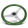 NRG 35Cm Chrome 2-inch Deep Dish Spoke Green Colored Wood Grip Racing Steering Wheel