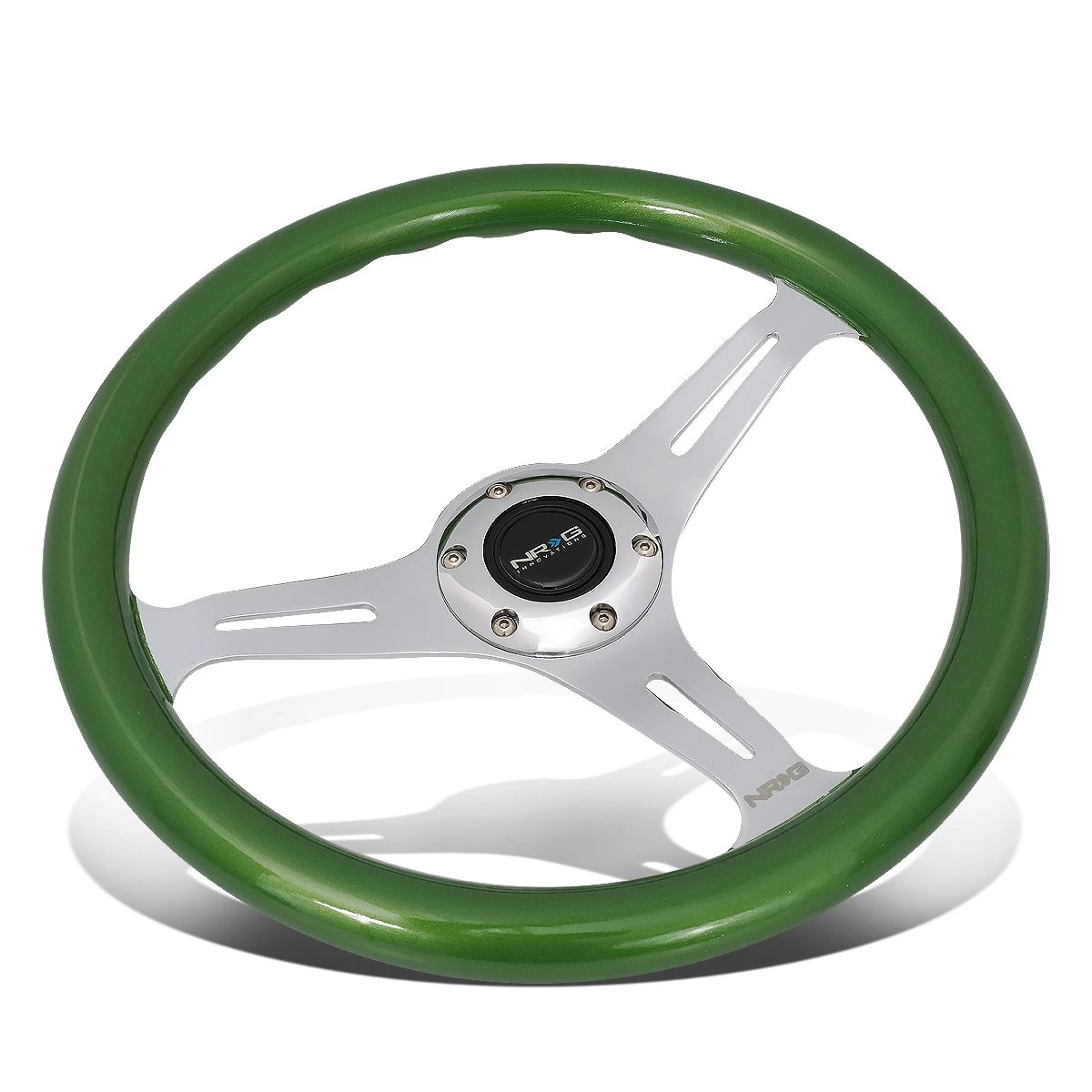 NRG 35Cm Chrome 2-inch Deep Dish Spoke Green Colored Wood Grip Racing Steering Wheel 3 NRG 35Cm Chrome 2-inch Deep Dish Spoke Green Colored Wood Grip Racing Steering Wheel