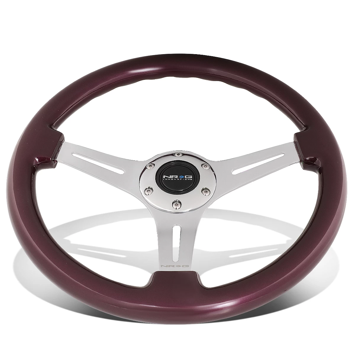 NRG 35Cm Chrome 2-inch Deep Dish 3-Spokes Purple Colored Wood Grip Steering Wheel 5 NRG 35Cm Chrome 2-inch Deep Dish 3-Spokes Purple Colored Wood Grip Steering Wheel - Image 3