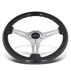 NRG 35Cm Chrome 2-inch Deep Dish Spoke Black Sparkle Flake Wood Grip Steering Wheel -Professional Auto Parts Store nrg 35cm chrome 2 inch deep dish spoke black sparkle flake wood grip steering wheel 14
