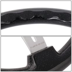 NRG 35Cm Chrome 2-inch Deep Dish Spoke Black Sparkle Flake Wood Grip Steering Wheel -Professional Auto Parts Store nrg 35cm chrome 2 inch deep dish spoke black sparkle flake wood grip steering wheel 23