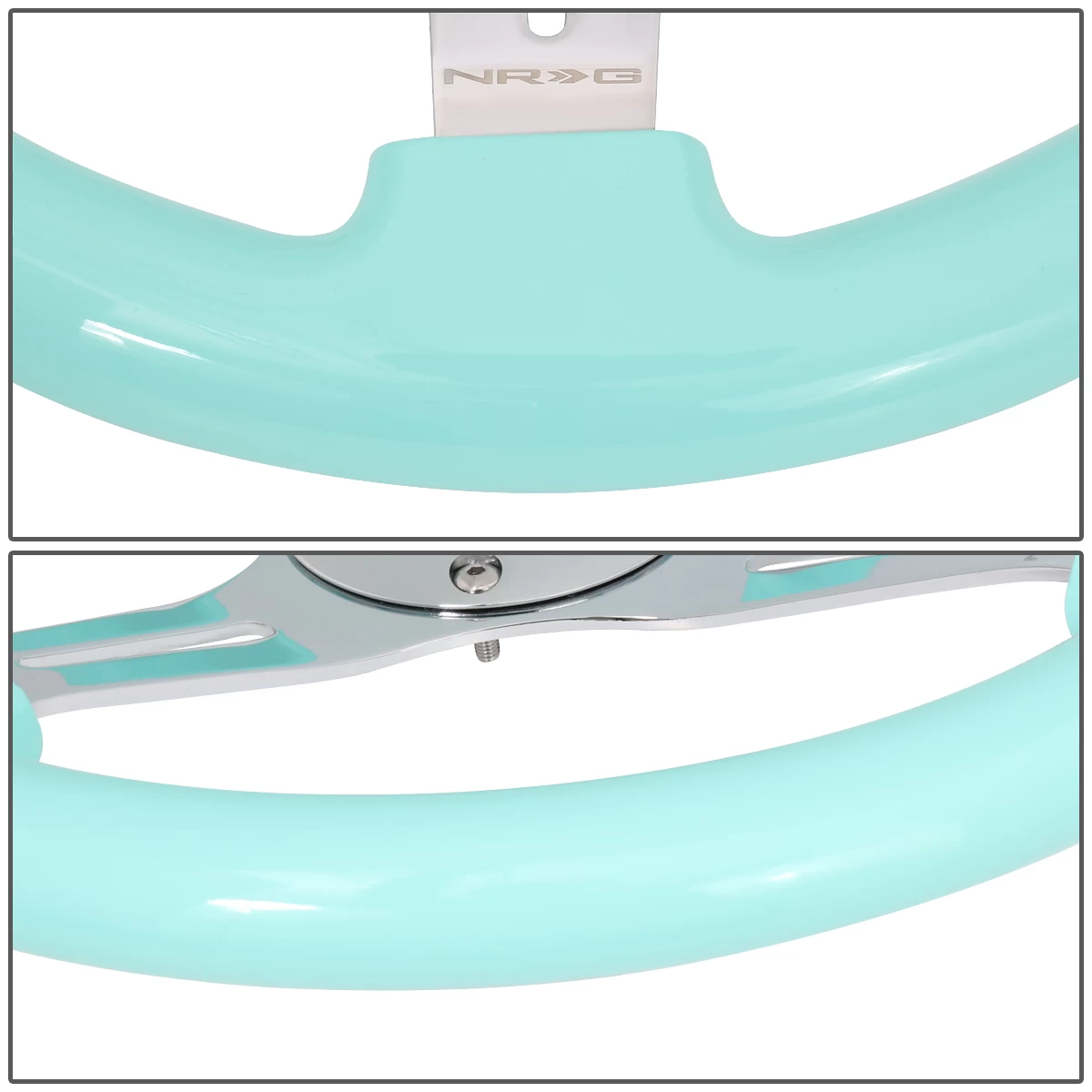 NRG 35Cm Chrome 2-inch Deep Dish Spoke Mint Flost Colored Wood Grip Steering Wheel 7 NRG 35Cm Chrome 2-inch Deep Dish Spoke Mint Flost Colored Wood Grip Steering Wheel - Image 5