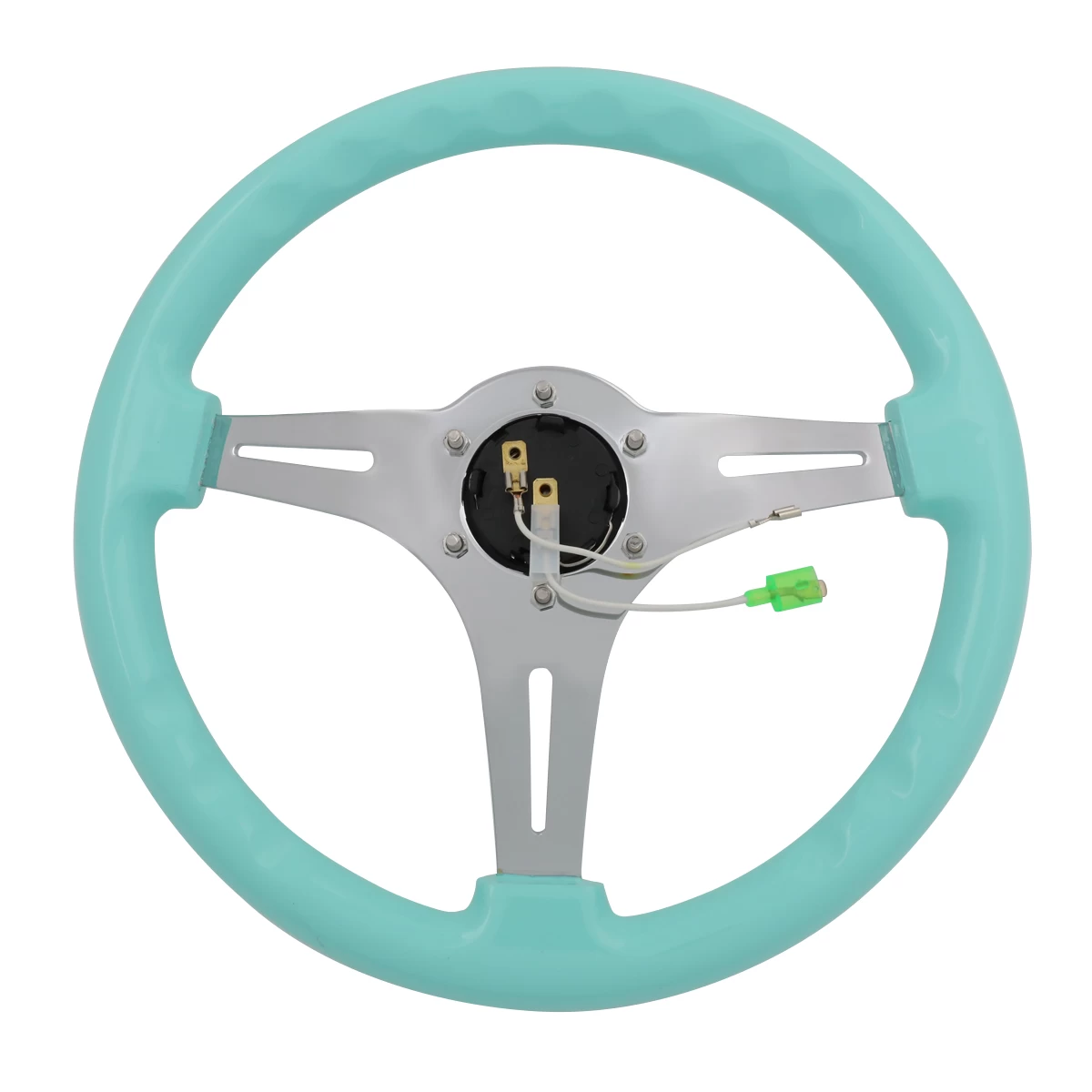 NRG 35Cm Chrome 2-inch Deep Dish Spoke Mint Flost Colored Wood Grip Steering Wheel 9 NRG 35Cm Chrome 2-inch Deep Dish Spoke Mint Flost Colored Wood Grip Steering Wheel - Image 7
