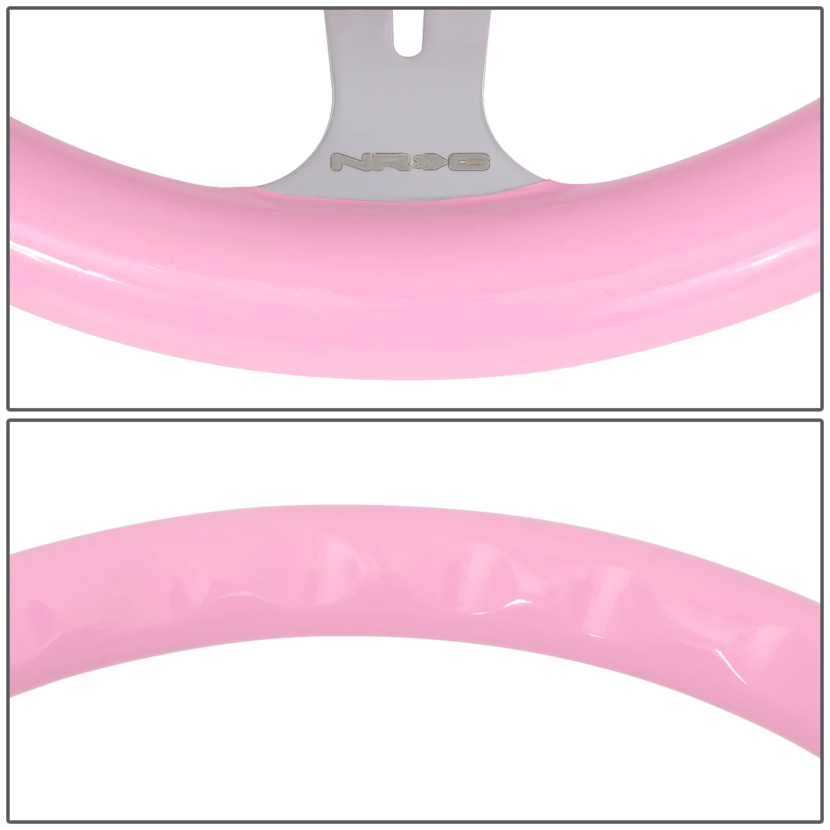 NRG 35Cm Chrome 2-inch Deep Dish Spoke Pink Colored Wood Grip Racing Steering Wheel 7 NRG 35Cm Chrome 2-inch Deep Dish Spoke Pink Colored Wood Grip Racing Steering Wheel - Image 5