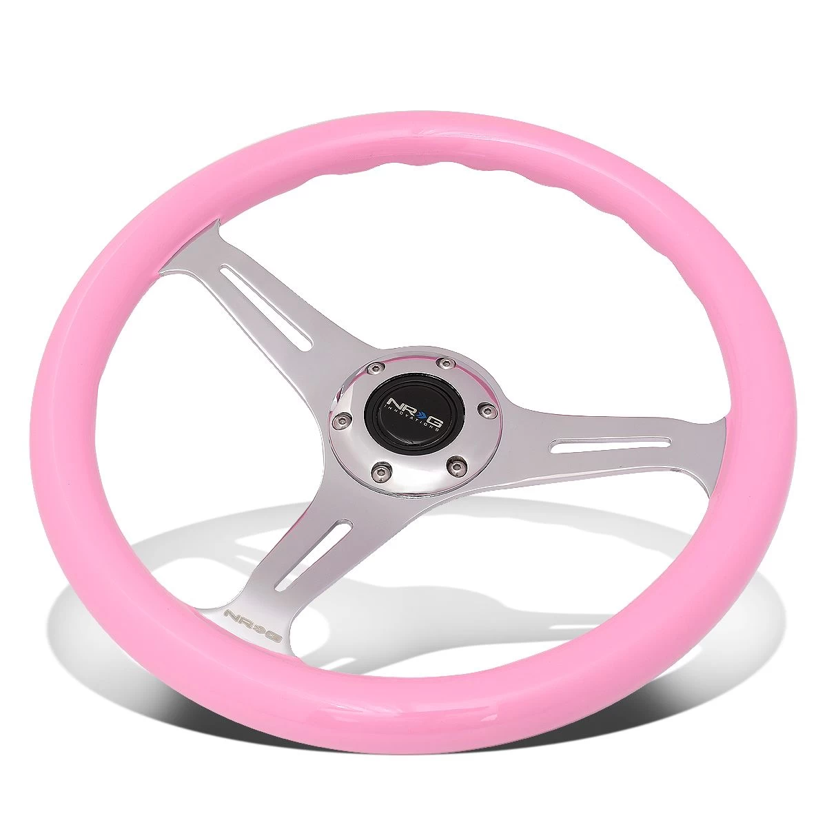 NRG 35Cm Chrome 2-inch Deep Dish Spoke Pink Colored Wood Grip Racing Steering Wheel 4 NRG 35Cm Chrome 2-inch Deep Dish Spoke Pink Colored Wood Grip Racing Steering Wheel - Image 2