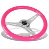 NRG 35Cm Neon Pink Wood Grain Grip Chrome Spokes Steering Wheel W/Horn Button -Professional Auto Parts Store nrg 35cm neon pink wood grain grip chrome spokes steering wheel w horn button 65