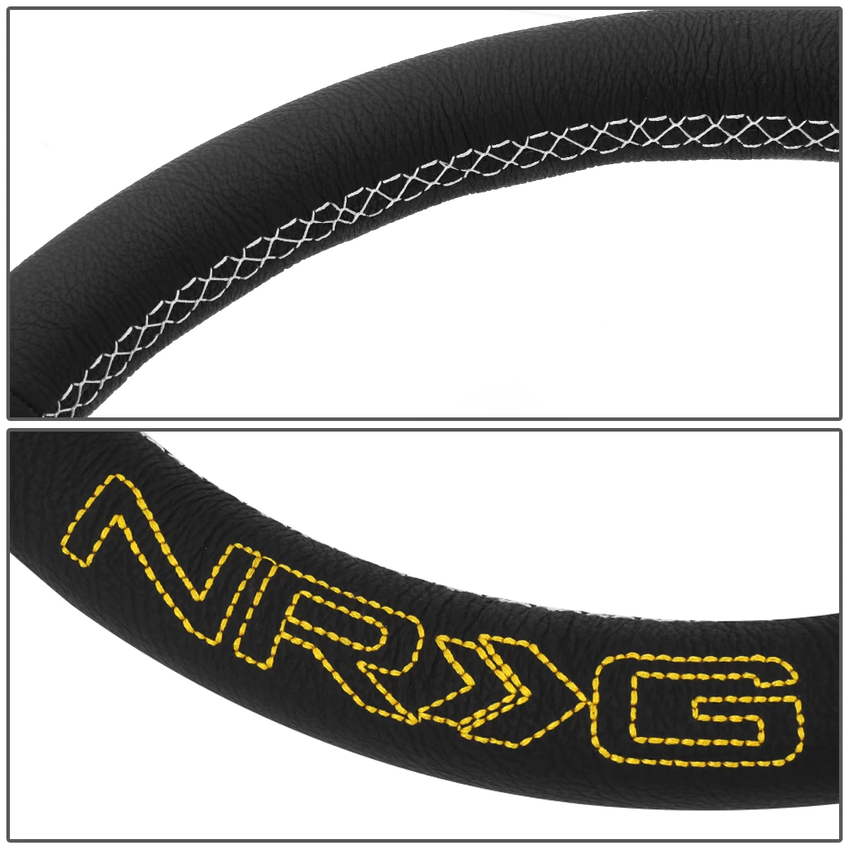 NRG 36Cm Silver Spoke Bumble Bee Leather Grip Steering Wheel W/Dual Center Mark 7 NRG 36Cm Silver Spoke Bumble Bee Leather Grip Steering Wheel W/Dual Center Mark - Image 5