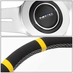 NRG 36Cm Silver Spoke Bumble Bee Leather Grip Steering Wheel W/Dual Center Mark 14 NRG 36Cm Silver Spoke Bumble Bee Leather Grip Steering Wheel W/Dual Center Mark -Professional Auto Parts Store nrg 36cm silver spoke bumble bee leather grip steering wheel w dual center mark 86