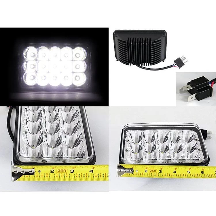 Pair 4-inch X 6-inch Sealed Beam 45W Cree 15-LED H4 Headlights Lamps 6000K Light Bulbs 4 Pair 4-inch X 6-inch Sealed Beam 45W Cree 15-LED H4 Headlights Lamps 6000K Light Bulbs - Image 2