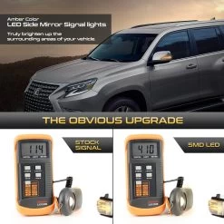 Sequential Amber LED Side Mirror Signal Lights For 2013-2021 LX570 2010-2022 GX460 - Clear Lens -Professional Auto Parts Store sequential amber led side mirror signal lights for 2013 2021 lx570 2010 2022 gx460 clear lens 12