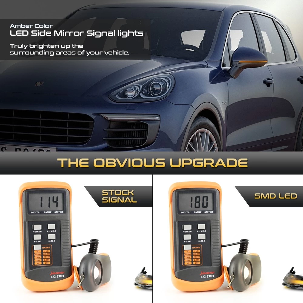 Sequential Amber LED Side Mirror Signal Lights For 2015-2018 Cayenne 958.2 - Smoked Lens 6 Sequential Amber LED Side Mirror Signal Lights For 2015-2018 Cayenne 958.2 - Smoked Lens - Image 4