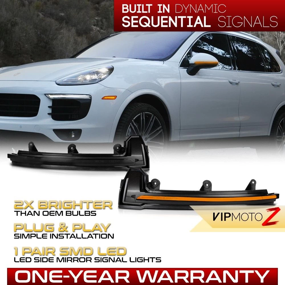 Sequential Amber LED Side Mirror Signal Lights For 2015-2018 Cayenne 958.2 - Smoked Lens 4 Sequential Amber LED Side Mirror Signal Lights For 2015-2018 Cayenne 958.2 - Smoked Lens - Image 2