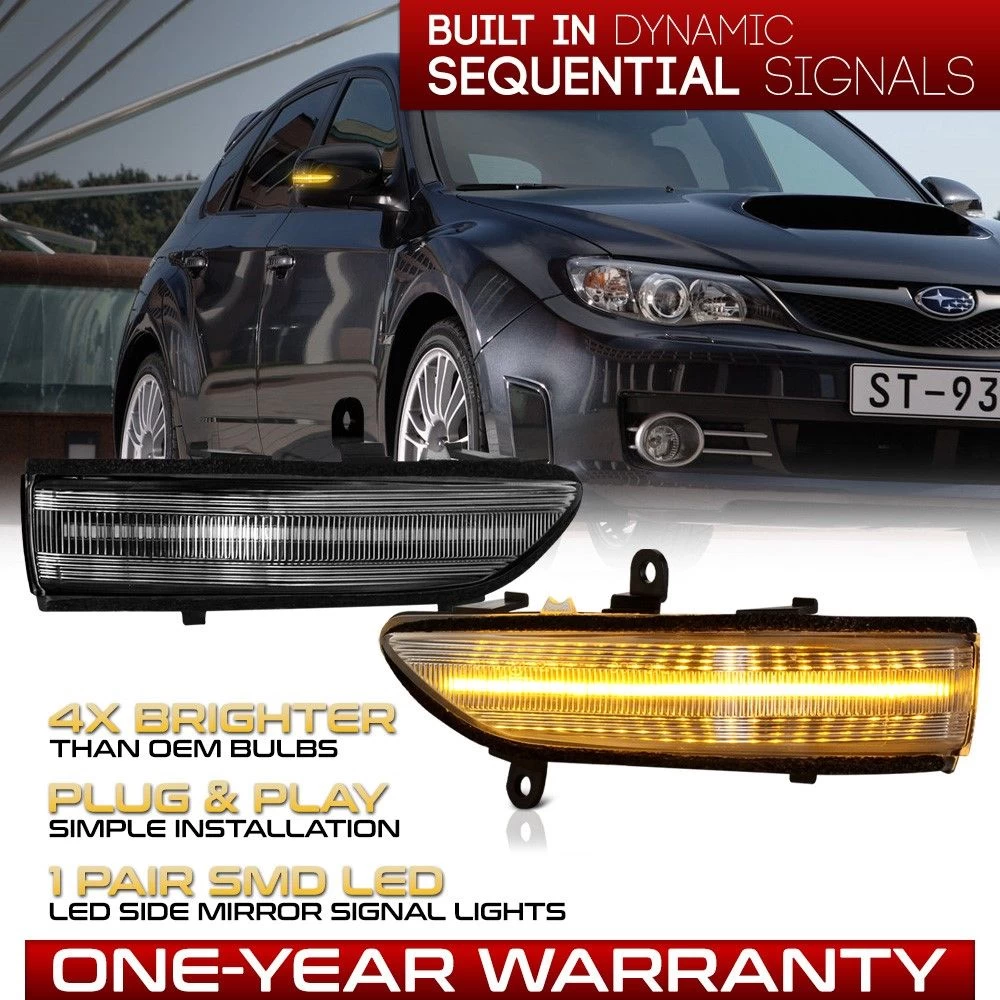 Sequential Amber LED Side Mirror Signal Lights For Subaru Forester Outback Legacy STI - Clear Lens 4 Sequential Amber LED Side Mirror Signal Lights For Subaru Forester Outback Legacy STI - Clear Lens - Image 2