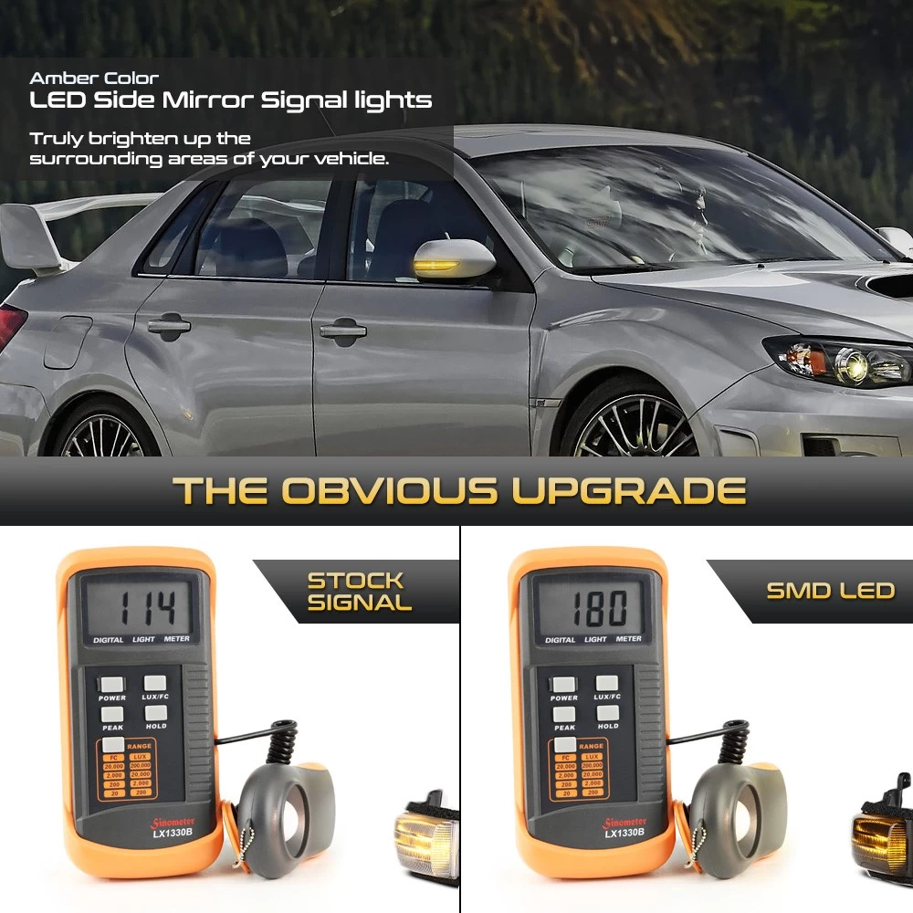 Sequential Amber LED Side Mirror Signal Lights For Subaru Forester Outback Legacy STI - Smoked Lens 6 Sequential Amber LED Side Mirror Signal Lights For Subaru Forester Outback Legacy STI - Smoked Lens - Image 4