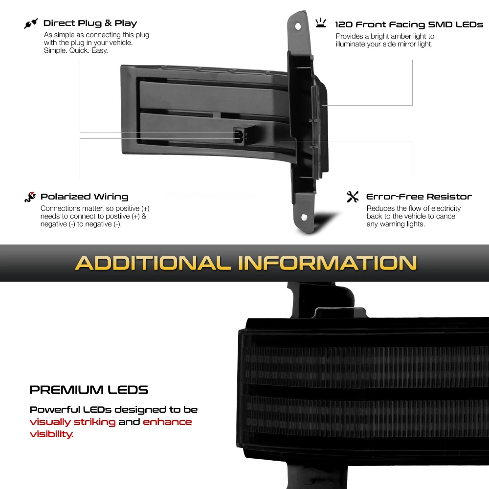 Sequential Signal - Amber LED Side Mirror Light 8 Sequential Signal - Amber LED Side Mirror Light - Image 6