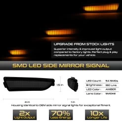 Sequential Signal - Amber LED Side Mirror Lights 2011-2022 Chrysler 300 - Smoked Lens -Professional Auto Parts Store sequential signal amber led side mirror lights 2011 2022 chrysler 300 smoked lens 16