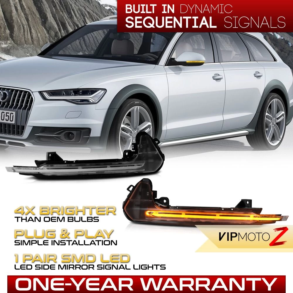 Sequential Signal - Amber LED Side Mirror Lights For 2012-2018 Audi A6 S6 - Clear Lens 4 Sequential Signal - Amber LED Side Mirror Lights For 2012-2018 Audi A6 S6 - Clear Lens - Image 2
