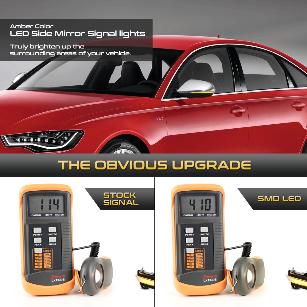 Sequential Signal - Amber LED Side Mirror Lights For 2012-2018 Audi A6 S6 - Clear Lens 6 Sequential Signal - Amber LED Side Mirror Lights For 2012-2018 Audi A6 S6 - Clear Lens - Image 4