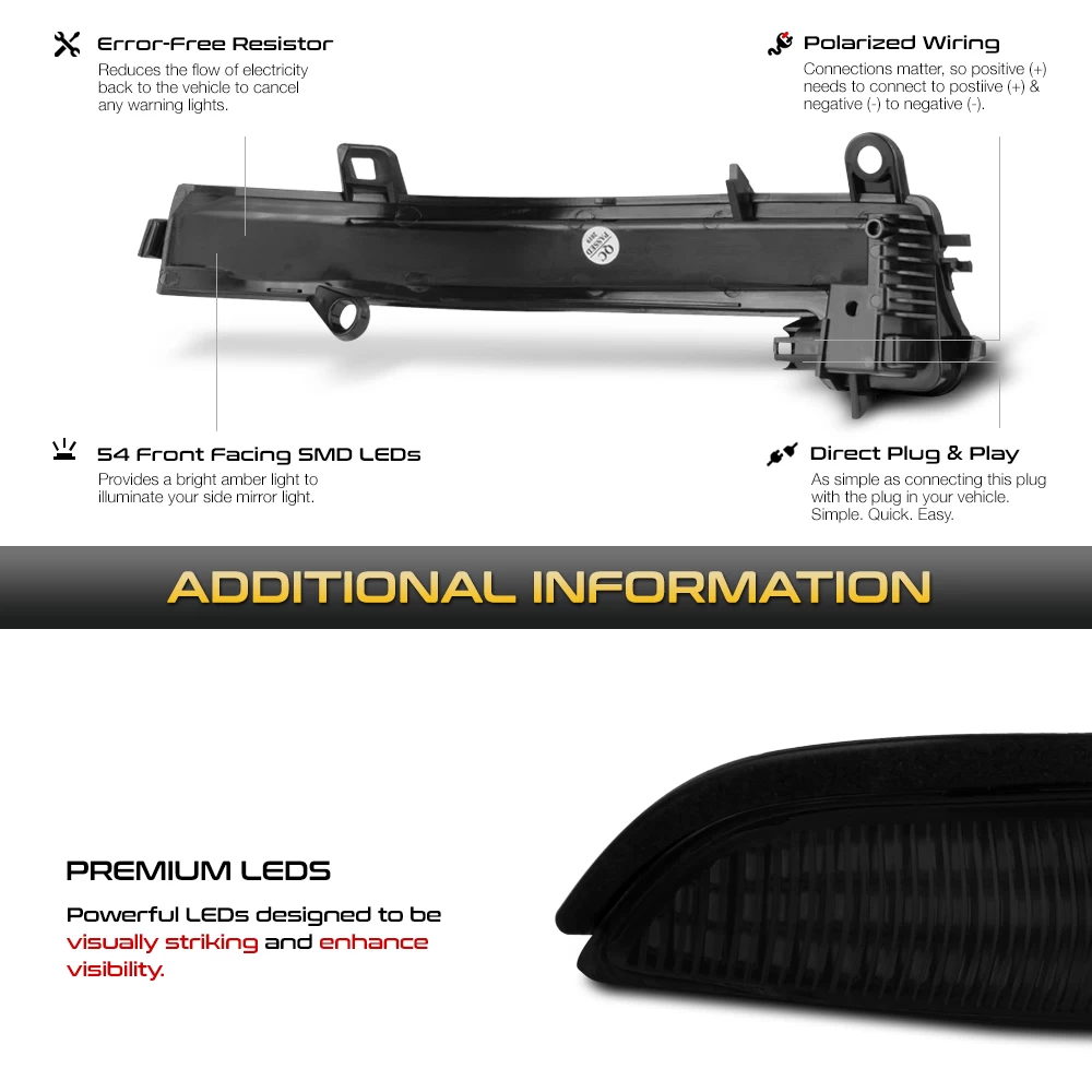 Sequential Signal - Amber LED Side Mirror Lights For BMW F22 F30 F32 I3 E84 8 Sequential Signal - Amber LED Side Mirror Lights For BMW F22 F30 F32 I3 E84 - Image 6