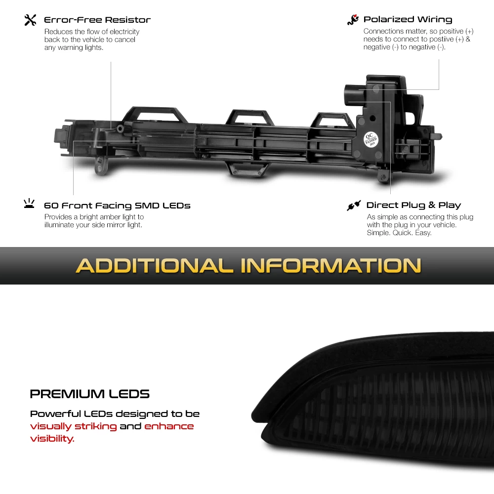 Sequential Signal - Amber LED Side Mirror Lights For BMW F25 F26 F15 F16 8 Sequential Signal - Amber LED Side Mirror Lights For BMW F25 F26 F15 F16 - Image 6