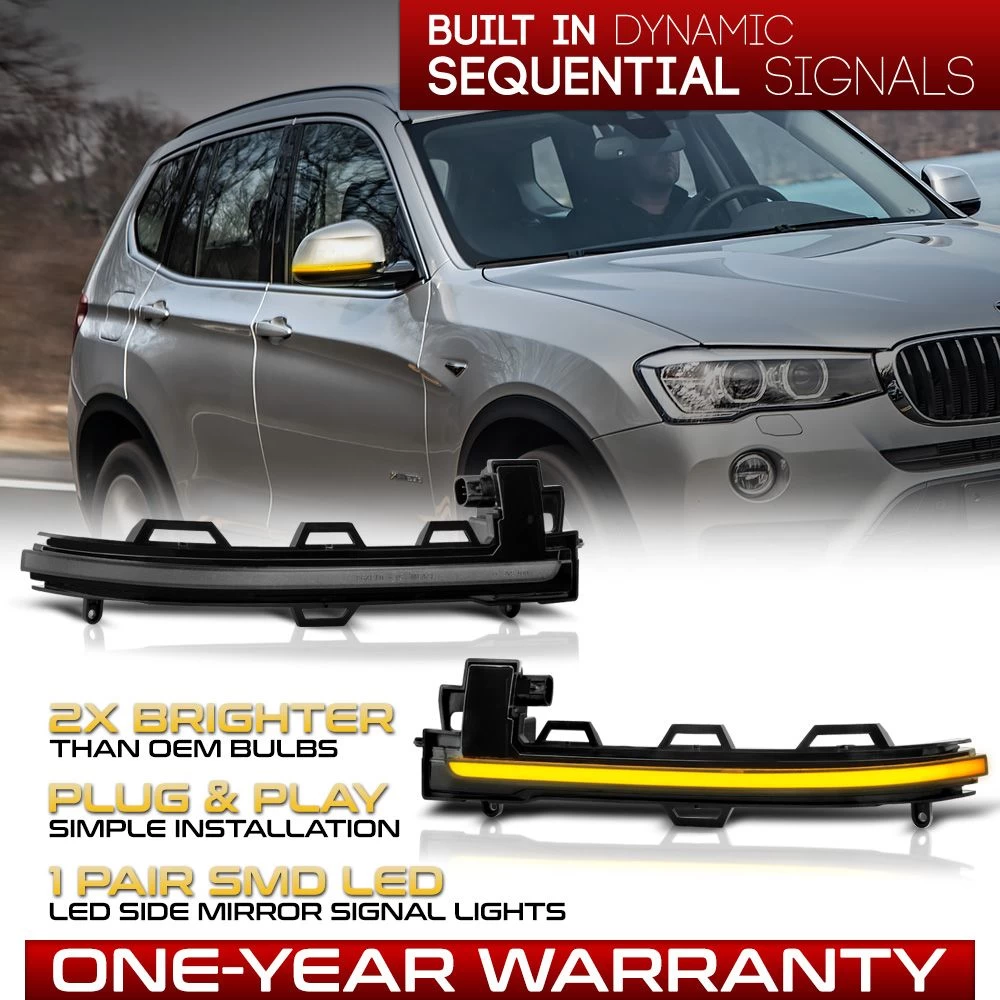 Sequential Signal - Amber LED Side Mirror Lights For BMW F25 F26 F15 F16 4 Sequential Signal - Amber LED Side Mirror Lights For BMW F25 F26 F15 F16 - Image 2
