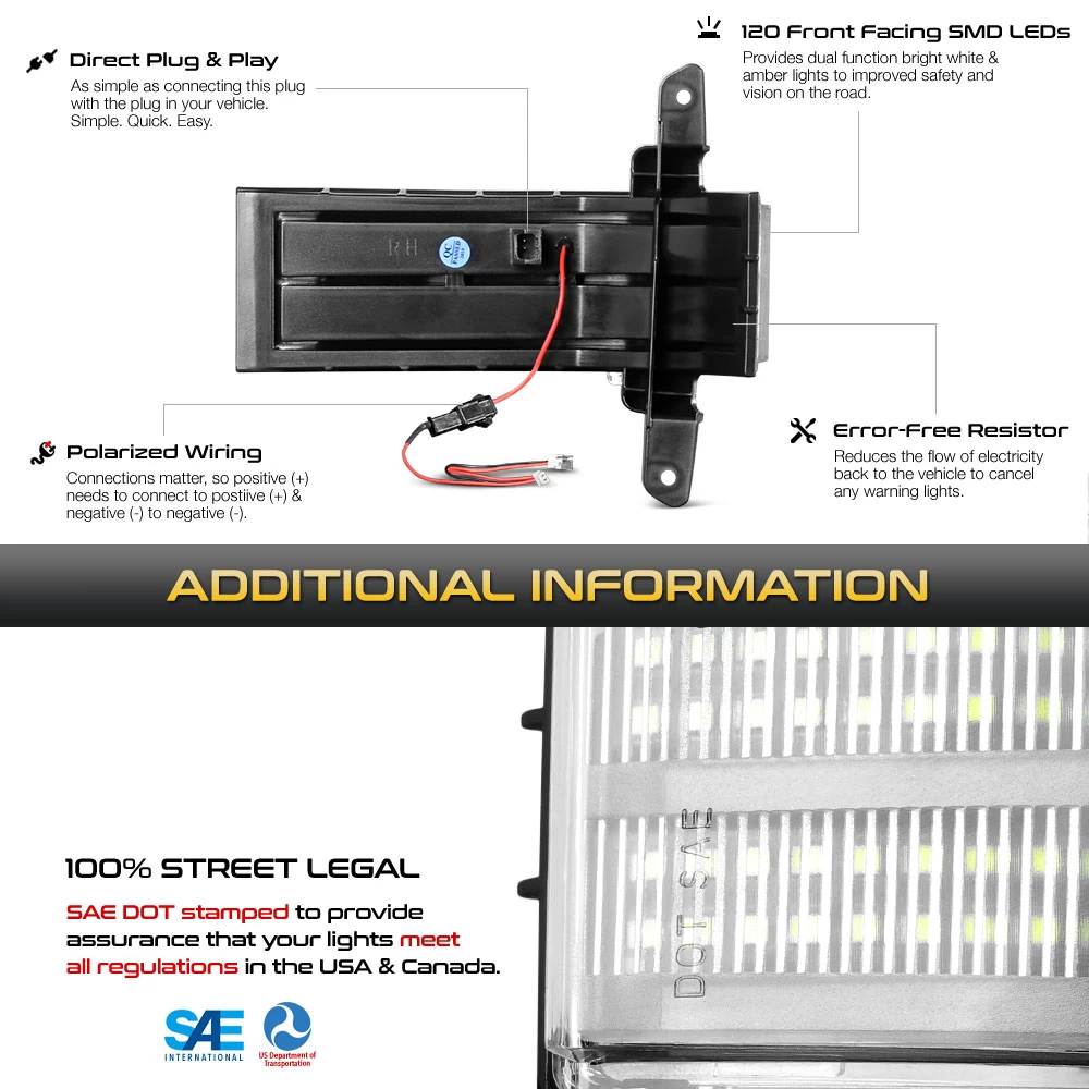 Switchback + Sequential Signal - White & Amber LED Side Mirror Light 8 Switchback + Sequential Signal - White & Amber LED Side Mirror Light - Image 6