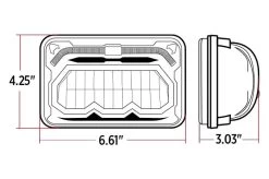 TRUX® TLED-H85 - 4x6" Rectangular Black LED Headlight With DRL -Professional Auto Parts Store tled h85 scheme