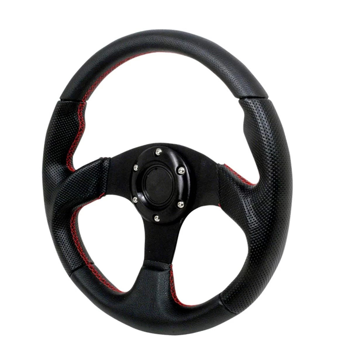 Universal Type-2 Style Steering Wheel 320Mm - Black/red Stitching 3 Universal Type-2 Style Steering Wheel 320Mm - Black/red Stitching
