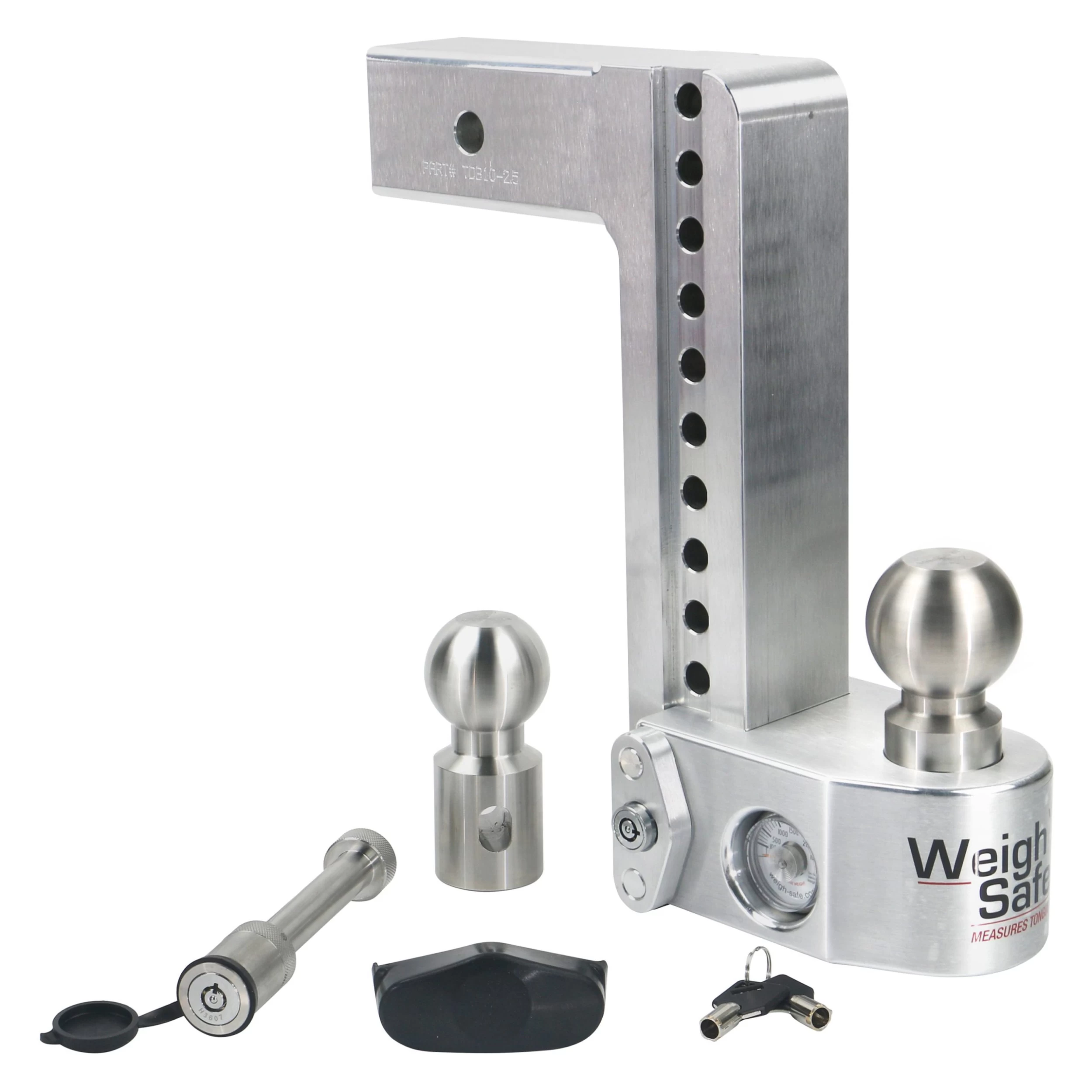 Weigh Safe® WS10-2.5-KA - Class 5 Adjustable 10" Drop Aluminum With Stainless Steel Balls Ball Mount With Built-in Scale For 2-1/2" Receivers 3 Weigh Safe® WS10-2.5-KA - Class 5 Adjustable 10" Drop Aluminum With Stainless Steel Balls Ball Mount With Built-in Scale For 2-1/2" Receivers